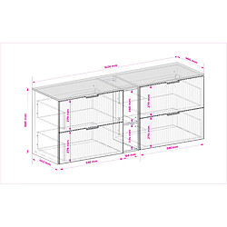 Acheter 3XELIVING Meuble vasque, Chêne craft/Noir + poign. noire, 140 (2 x 60 + 20) x 57 x 46 cm + plan