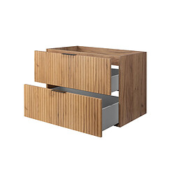 Avis 3XELIVING Meuble vasque, Chêne Craft/Noir+poign. noire, 100 (80+20) x 77 x 46 cm+plan, pieds noirs
