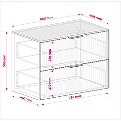 Acheter 3XELIVING Meuble vasque, chêne craft, 80 x 77 x 46 cm, poign. argentée, pieds noirs + plan de travail