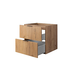 Avis 3XELIVING Meuble vasque, Chêne craft/Noir + poign. noire, 140 (2 x 60 + 20) x 57 x 46 cm + plan