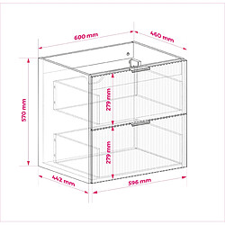 Acheter 3XELIVING Meuble vasque, Chêne Craft, 60 x 77 x 46 cm, poign. argentée, pieds noirs, sans plan