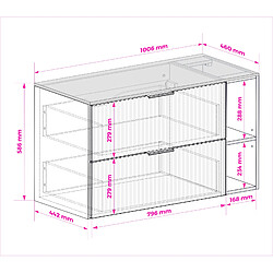 Acheter 3XELIVING Meuble vasque, Chêne Craft/Noir+poign. noire, 100 (80+20) x 77 x 46 cm+plan, pieds noirs
