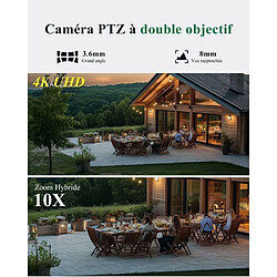 Avis CTRONICS Caméra PTZ Extérieure 4MP - 180° - WiFi 2.4/5 GHz - Zoom Hybride - 256 Go - Noir