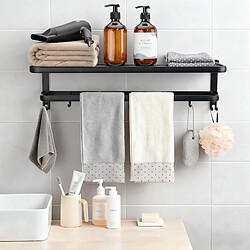 Avis Porte-serviettes sans perçage, noir mat, 60 cm, en aluminium, pour salle de bain et cuisine