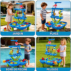 PORSILD FINESSTIQUE Jeux de sable - 4 Niveaux Table de Jouet de plage avec de nombreux accessoires - jouet d'été pour filles et garçons de 3 4 5 6 ans pas cher