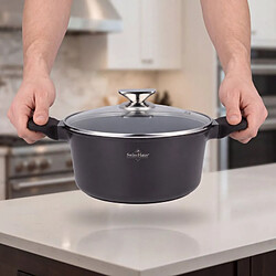 Acheter Faitout 16cm avec couvercle tous feux dont induction Basel Premium Collection Noir Swiss Haus SH-BC16B