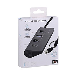 Avis TNB HUBUSB4ALUC Hub 4 en 1 USB A USB C 3.0 aluminium gris fonce