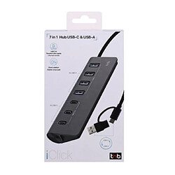 Avis TNB HUBUSB7ALUC Hub 7 en 1 USB A USB C 3.0 aluminium gris fonce