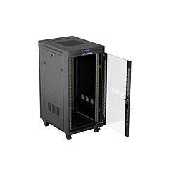 Armoire d'Installation Rack Lanberg 24U 600x800 Noire Porte en Verre V2 pas cher