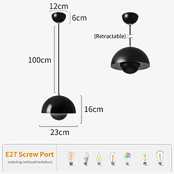 STOEX Suspension Moderne, Abat-Jour En Métal, Câble De 100 cm Réglable, F23cm, Noir pas cher