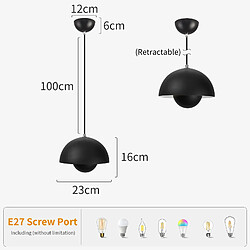 STOEX Suspension Moderne, Abat-Jour En Métal, F23cm, Câble De 100 cm Réglable, Noir, 2PCS pas cher