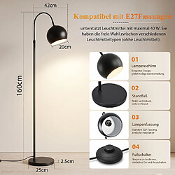 Acheter ZMH Lampadaire arc H.160cm Lampadaire Vintage Lampadaire E27 avec interrupteur au pied pour salon Sans Ampoule