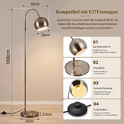Acheter ZMH Lampadaire arc pour salon Vintage H.160cm Lampadaire salon hauteur réglable pour Chambre Sans Ampoule