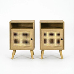 Avis HOMAIRE Table de chevet naturel en décor bois et panneau de particules et rotin de 35 × 35 × 60 cm