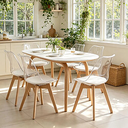 Avis HOMAIRE Chaise blanc en similicuir, plastique, bois 42 x 42 x 83 cm