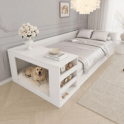 Acheter HOMAIRE Lit blanc en décor bois de 265 x 94 x 60 cm