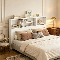 HOMAIRE Lit blanc en décor bois et panneau de particules de 19 × 19 × 103.5 cm pas cher