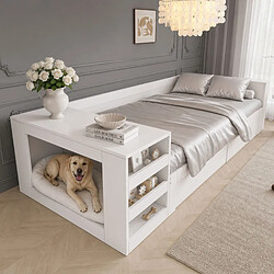 HOMAIRE Lit blanc en décor bois de 265 x 94 x 60 cm pas cher