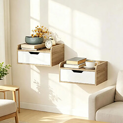 HOMAIRE Table de chevet naturel en panneau de particules pas cher