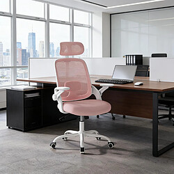 Acheter HOMAIRE Chaise de bureau rose en métal et tissu maillé et polypropylène de 47 × 47 × 117.5 cm