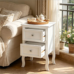 Avis HOMAIRE Table d'appoint blanche avec rangement en blanc bois 30 x 40 x 60 cm