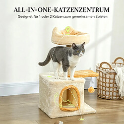 HOMAIRE Arbre à chat en beige de particules et peluche beige 40 x 30 x 72 cm pas cher