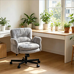 HOMAIRE Chaise de bureau gris en chenille et coton et métal de 71 × 71 × 92.5 cm pas cher