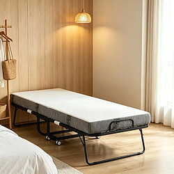 Acheter HOMAIRE Lit noir en tissu et métal de 80 × 80 × 42.5 cm