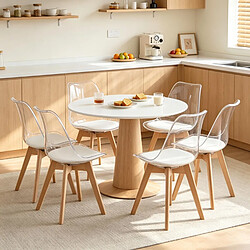 HOMAIRE Chaise blanc en similicuir, plastique, bois 42 x 42 x 83 cm pas cher