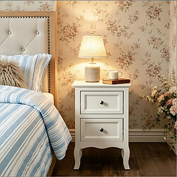 HOMAIRE Table d'appoint blanche avec rangement en blanc bois 30 x 40 x 60 cm pas cher