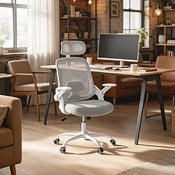 HOMAIRE Chaise de bureau gris clair en métal et tissu maillé et polypropylène de 47 × 47 × 117.5 c pas cher