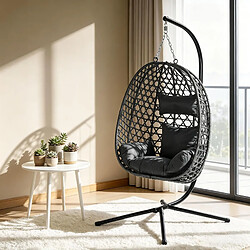 Acheter HOMAIRE Fauteuil suspendu en métal et rotin gris 105 x 105 x 195 cm