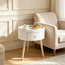 Avis HOMAIRE Table d'appoint en mdf blanc 38 x 38 x 45 cm
