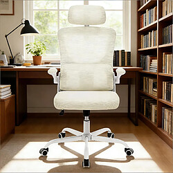 HOMAIRE Chaise de bureau naturel en métal et tissu maillé et PU de 62 × 62 × 123.5 cm pas cher