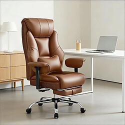 Avis HOMAIRE Chaise de bureau marron en métal et polyuréthane de 77 × 77 × 125.5 cm