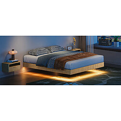 HOMAIRE Lit naturel en fer et panneau de particules pas cher