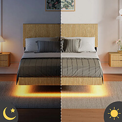 HOMAIRE Lit naturel en fer et panneau de particules de 210.5 x 144 x 99.7 cm pas cher
