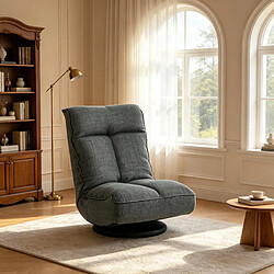 HOMAIRE Fauteuil en tissu gris avec rangement 58 x 107 x 79 cm pas cher