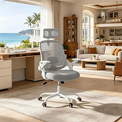 Acheter HOMAIRE Chaise de bureau gris clair en métal et tissu maillé et polypropylène de 47 × 47 × 117.5 c