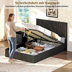 Acheter HOMAIRE Lit noir en décor bois et métal de 210 x 156 x 113.5 cm