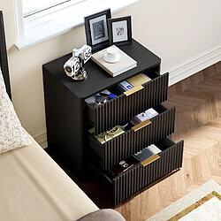HOMAIRE Table de chevet noir en décor bois de 58 x 38 x 64 cm pas cher