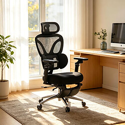 HOMAIRE Chaise de bureau noir en tissu maillé et métal de 50 × 50 × 123.5 cm pas cher