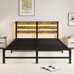 Avis HOMAIRE Lit noir en métal et bois de 212.6 x 141.2 x 88 cm