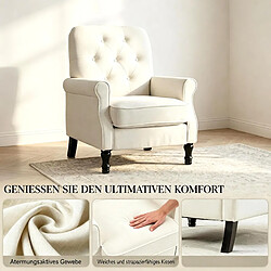HOMAIRE Fauteuil en tissu crème 69 x 75 x 90 cm pas cher