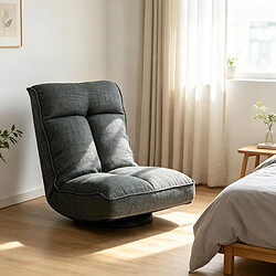Avis HOMAIRE Fauteuil en tissu gris avec rangement 58 x 107 x 79 cm