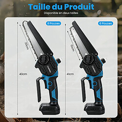 Avis Mini Tronçonneuse à Batterie 6 et 8 Pouces–Mini Tronçonneuse Électrique Sans Fil, 2 * 4,0Ah 21V Batterie, Moteur Sans Balais