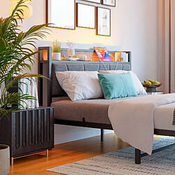 Avis HOMAIRE Lit noir en décor bois et métal de 206.2 x 138.4 x 98 cm