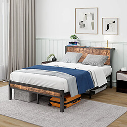 Avis HOMAIRE Lit Marron en décor bois et métal de 208 x 120 x 90 cm