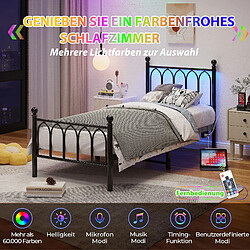 Avis HOMAIRE Lit noir en décor bois et métal de 206.5 x 91 x 102.5 cm