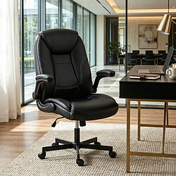 Avis HOMAIRE Chaise de bureau noir en similicuir de 77 × 77 × 106 cm